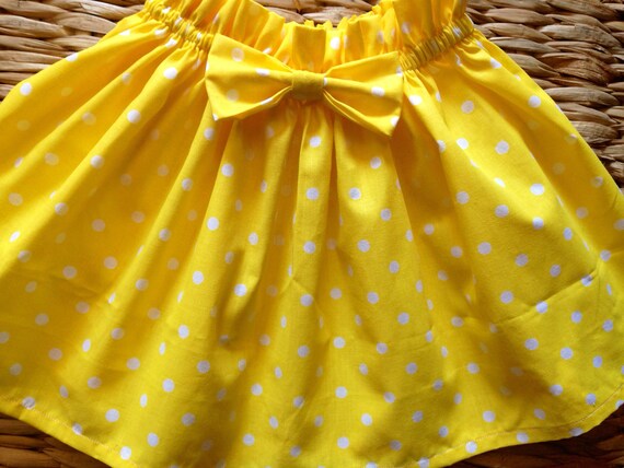 yellow and white polka dot skirt