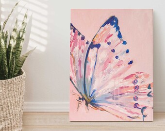 Pink butterfly art printable digital download, instant downloadable art print, abstract butterfly, girls room art, nursery wall art, blush