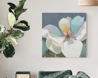 White magnolia flower instant download art printable, magnolia print, abstract flower, primary bedroom gallery wall, modern farmhouse decor