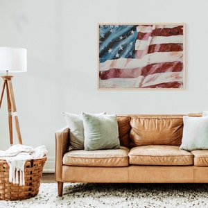American flag art, American rustic painting, old American flag, patriotic red white and blue