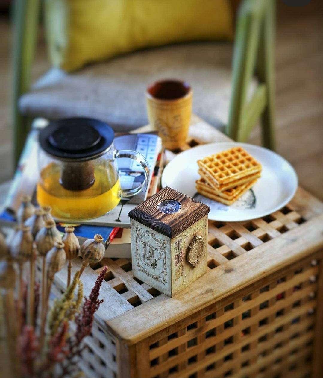 Caja de té Hora del té en beige para almacenar | Etsy
