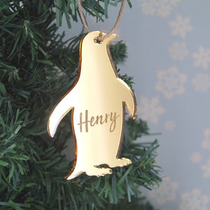 Penguin Decorations Personalised Mirror - Hanging Tree Ornaments