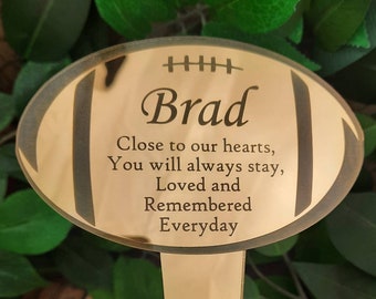Soccer Football Memorial stick, Personalised  - a Pretty grave side, cemetery decoration Family name with sentimental poem