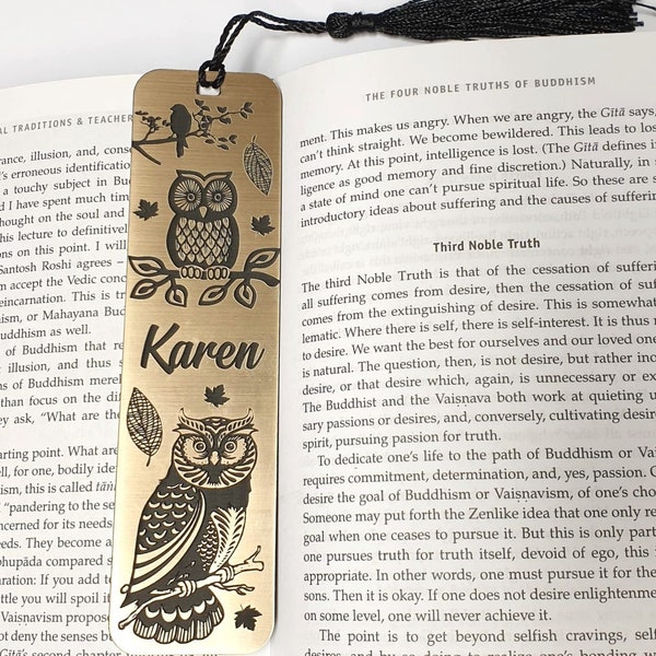 Owl laminated Bookmark, Personalised - lots of colours - great book lovers Gift