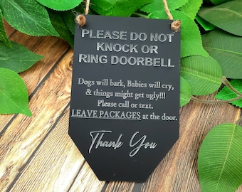 House Doorbell Plaque/Sign - Personalised - Do Not Knock - Postman Sign - Delivery man Sign - Funny Door Signs
