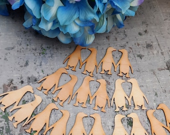 Penguin couples wooden shapes Pack of 10 - Laser Cut - Craft - seasonal