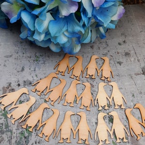 Penguin couples wooden shapes Pack of 10 - Laser Cut - Craft - seasonal