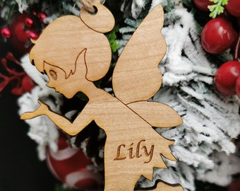 Fairy decoration Personalised  - Hanging Mirror or wooden Decorations