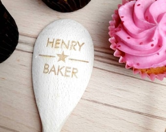 Star at  Baking, Personalised engraved wooden Spoon - Fab Baker -  Any name, great gift for a Star at  Baking