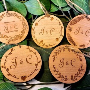 Wedding Initials Tags, Laser Engraved, Personalised Wedding, Birthday, Anniversary