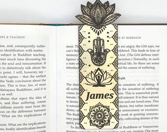 Ornate Yoga Lotus Buddhist Mandala Bookmark Personalised - Lots of colours - Gift