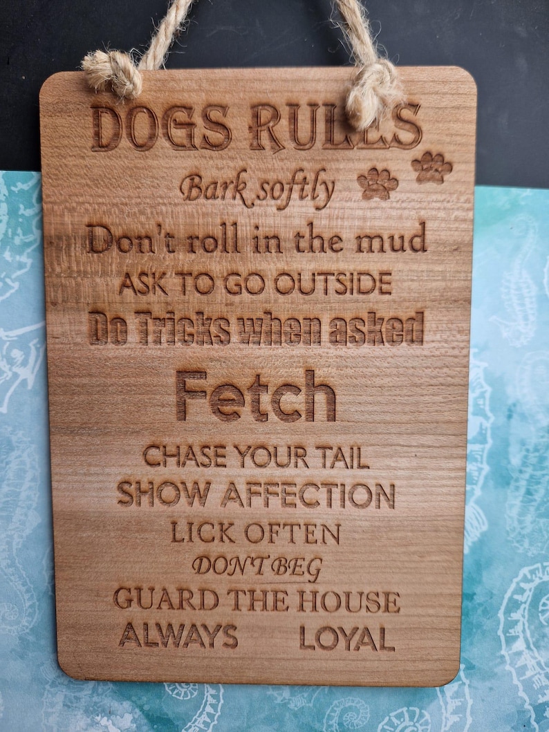 Dogs Rule Laser Engraved Wood Dog Rules Sign – Funny Pet Home Decor - Etsy