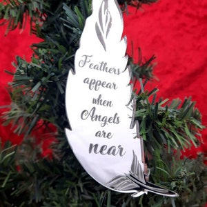 Feather Memorial Christmas Decorations - Hanging Tree Ornaments, Bauble