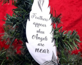 Feather Memorial Christmas Decorations - Hanging Tree Ornaments, Bauble