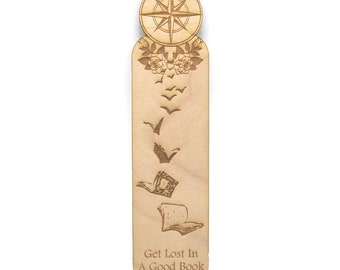 Get Lost In A Good Book - Laser Engraved Wooden Bookmark - Unique Gift