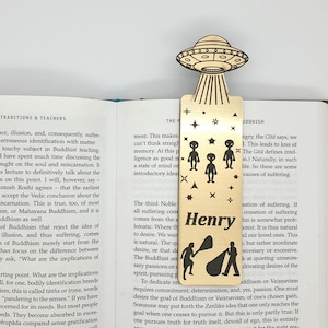 Alien UFO Bookmark Personalised - Loads of colours- Kids Christmas Gift