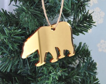 Adornos navideños con forma de oso polar: adornos colgantes para árboles, adornos navideños con espejo