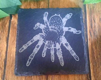 Tarentule, araignée - Dessous de verre en ardoise gravée