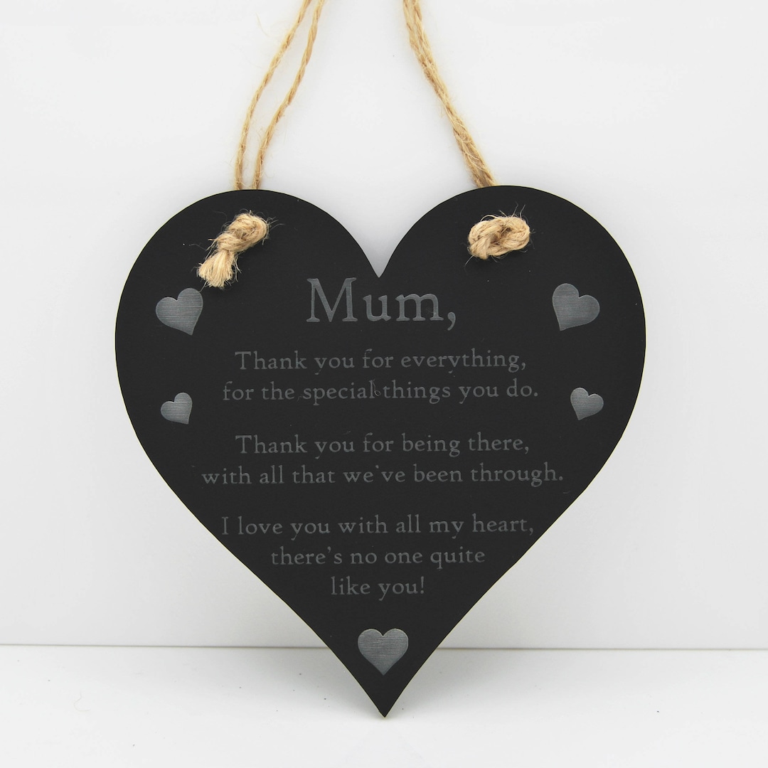 Mothers Day Poem Thank You Heart Sign - Lovely Gift/decoration - Love ...