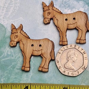 Donkey - Pack of 2 laser engraved wooden buttons