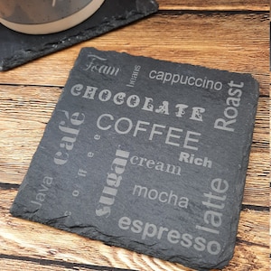 Coffee Words - Engraved Slate Coaster