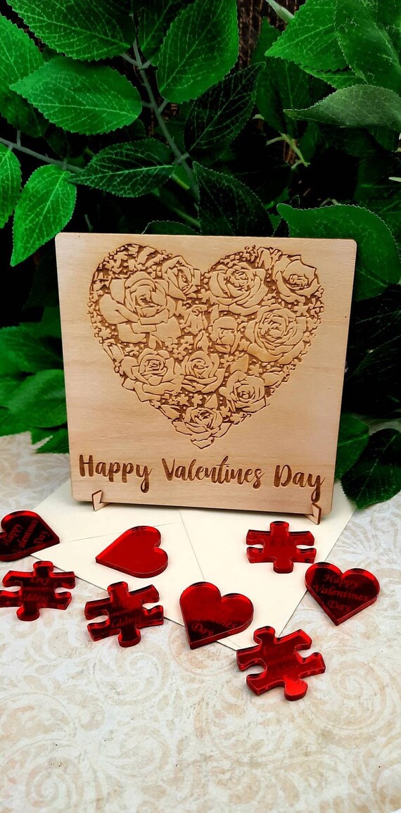 Engraved Birch Wood Valentines Day Card With Stand - Etsy