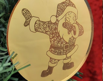 Dancing Santa Bauble - Decoraciones navideñas con espejo - Adornos colgantes para árboles