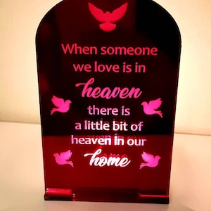 When Someone We Love Is In Heaven  - Mirror Perspex Memorial Tea Light Candle Holder - Decoration
