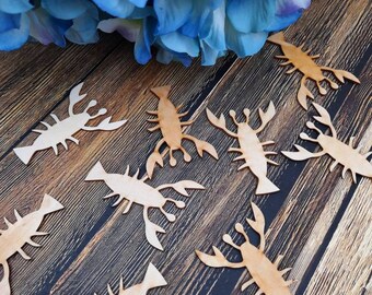 Lobsters, wooden Pack of 10 - Laser Cut - Craft
