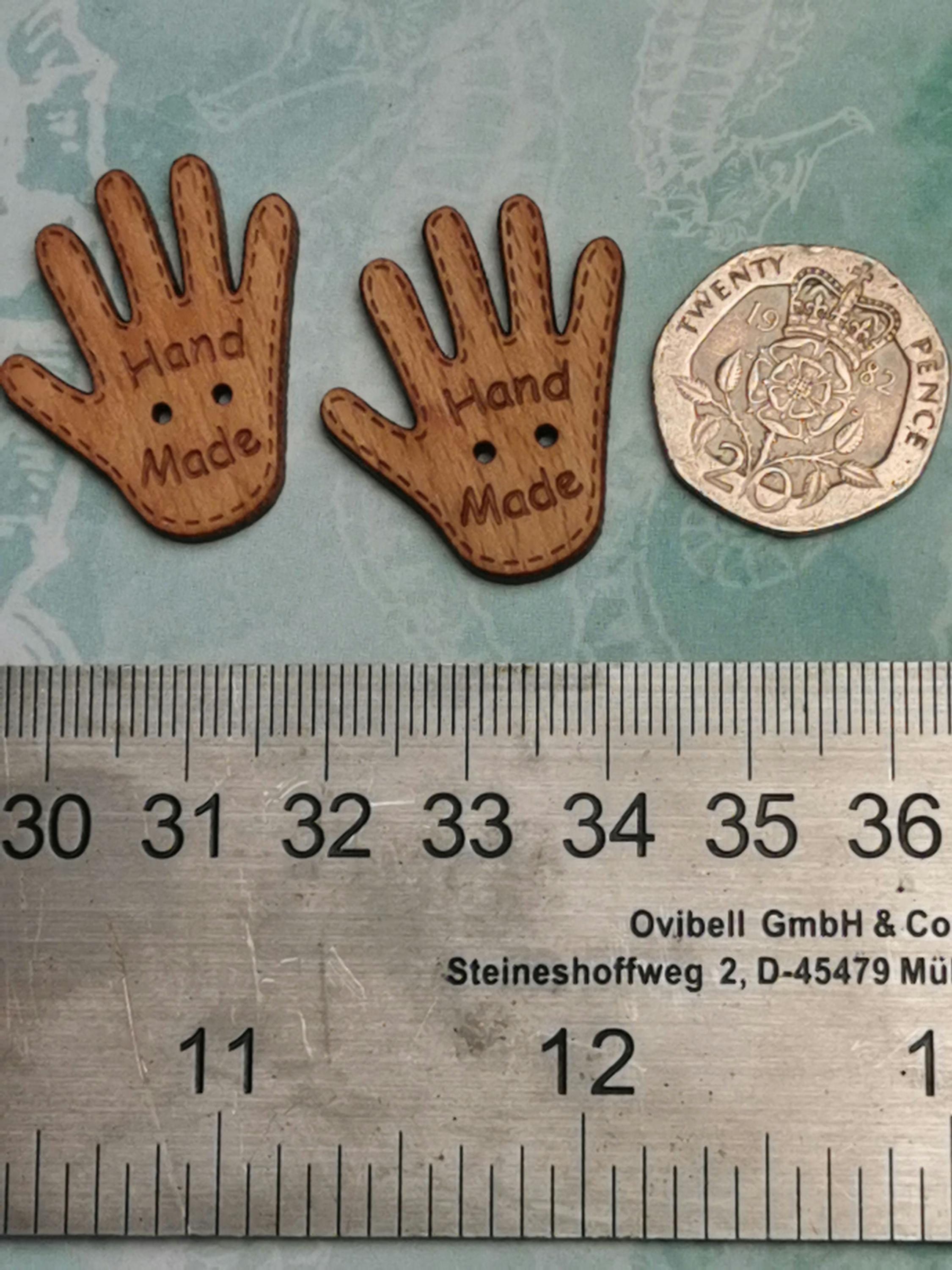 Hand made - Pack of 2 laser engraved wooden buttons