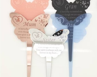 Butterfly Memorial stick Personalised  - a Pretty grave side, cemetery decoration Any name with sentimental poem