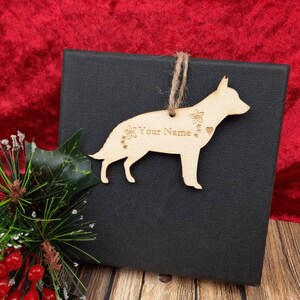 Dog Christmas wooden decoration, Personalised name, many breeds available