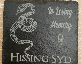 Snake, Laser Engraved Slate Memorial, Personalised Reptile Snake , 10cm/10cm