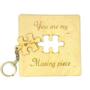 My Missing Piece - Houten kaart met envelop en standaard - Uniek cadeau/Valentijnsdag/Verjaardag/Liefde