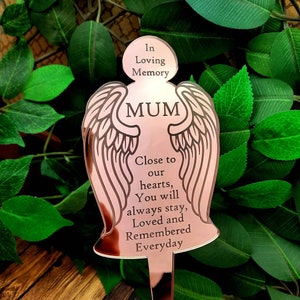 Angel Wings stake Personalised Memorial  - a Pretty grave side, cemetery decoration Family name with sentimental poem