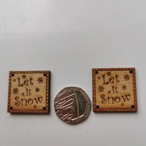 Christmas let it snow tiles - Pack of 2 laser engraved wooden buttons