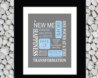 Bariatric Surgery / Gastric SLEEVE Weight Loss Gift Personalized  / VSG / WLS / A New Me  8x10 Print at Home Download Custom Digital Art diy