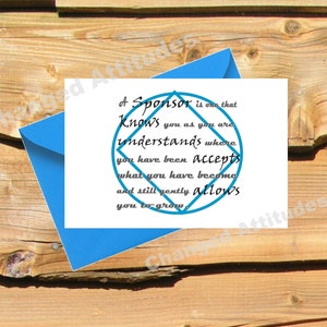 NA Genesung SPONSOR Grußkarte Printable Cards Cean Nüchternheit Narcotics Anonymous Sponsee Jahrestagsgeschenke Nar-Anon Digital File Download