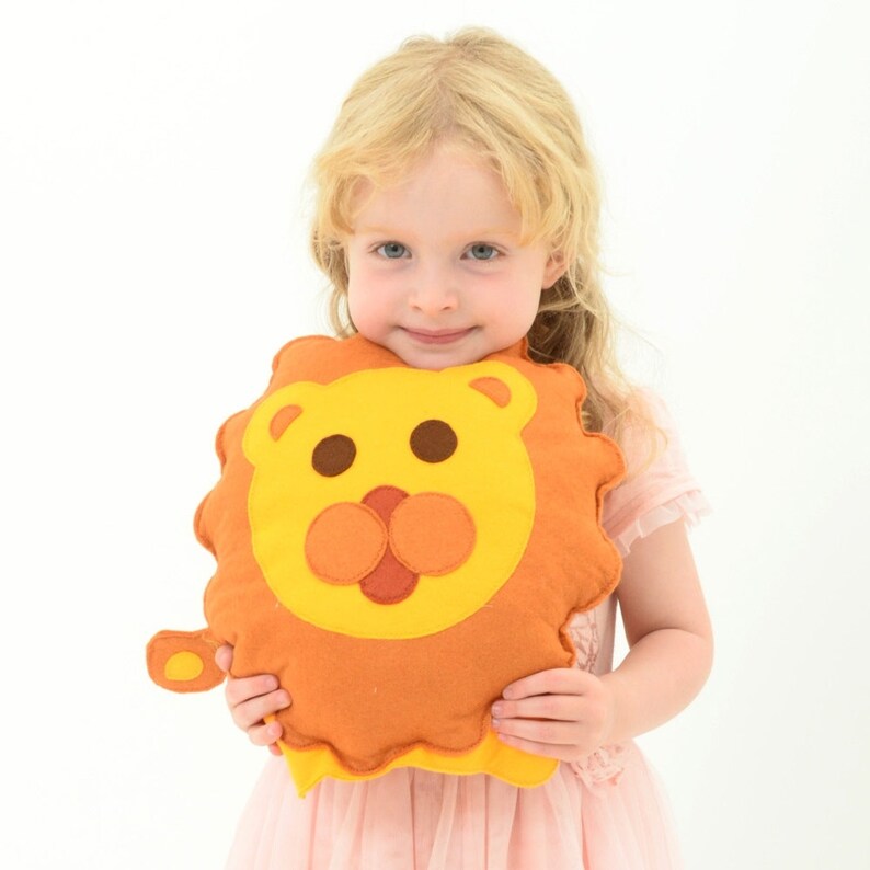 Lion Felt Applique Handmade Childs Cushion Etsy