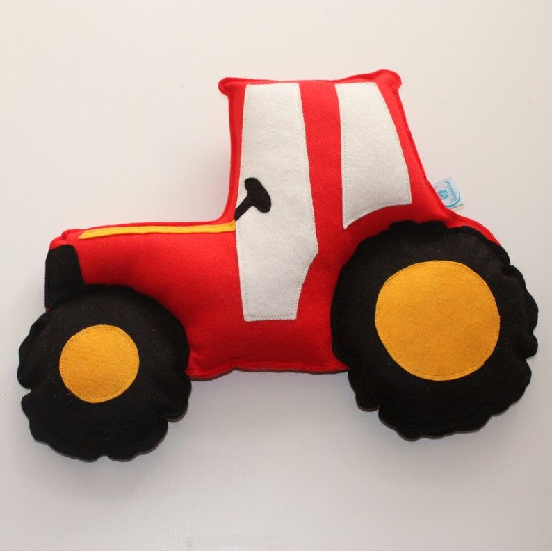 Felt Tractor Cushion farm decor farmyard vehicle theme image 0