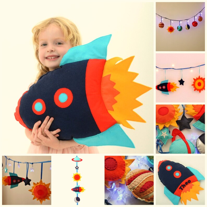 Space Rocket Pillow kids room decor boys room decor girls image 4