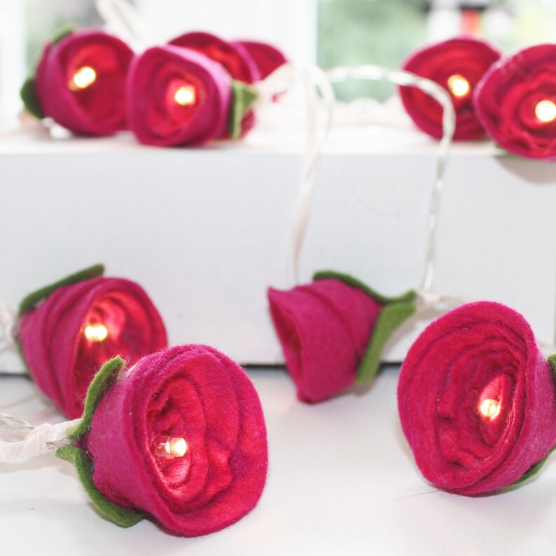 Cerise rose string lights mother's Day gift wedding image 3