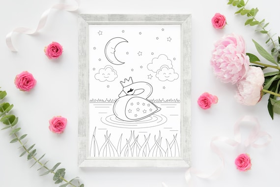 Download Princess Swan Coloring Page Printable Coloring Pages Coloring Etsy