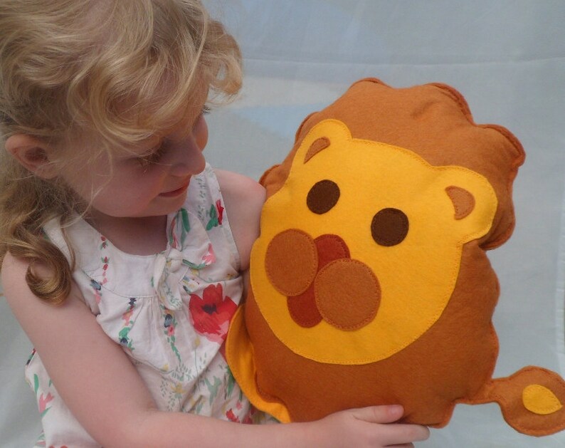 Lion Felt Applique Handmade Childs Cushion Etsy