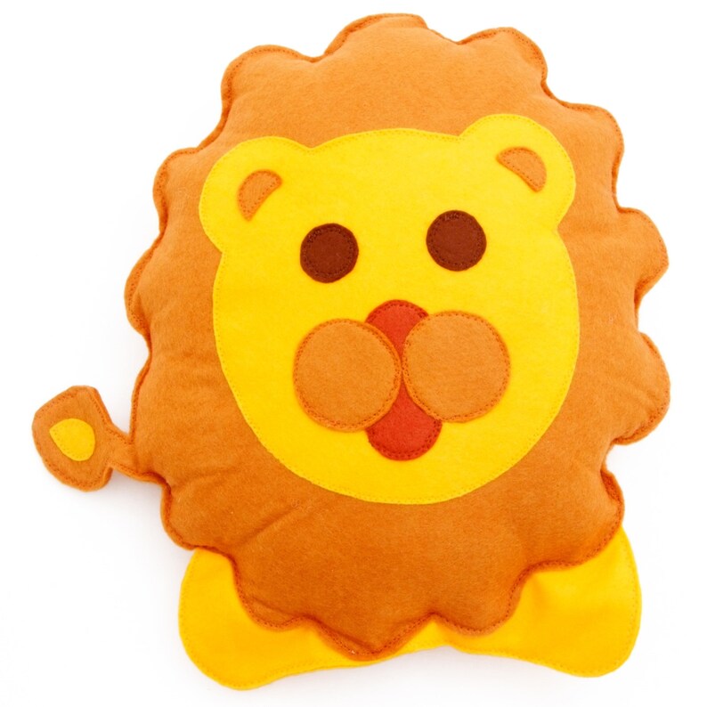 Lion Felt Applique Handmade Childs Cushion Etsy