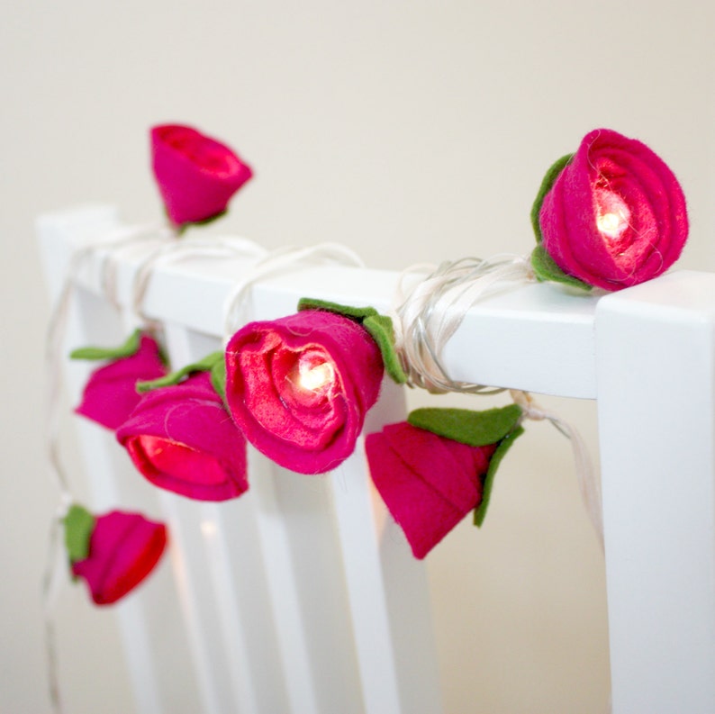 Cerise rose string lights mother's Day gift wedding image 0