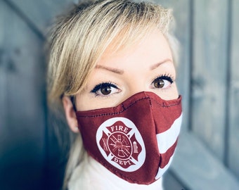 Fire Department Washable Face Mask with Nose Wire / Breathable Filter Pocket (Filter Included) - Facial Protection Mask - Fast Shipping