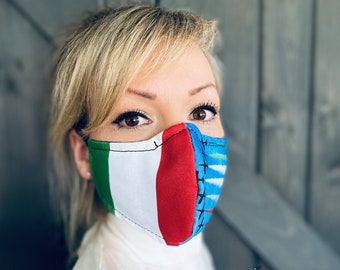 Italy Streams Washable Face Mask with Nose Wire / Breathable Filter Pocket (Filter Included) - Facial Protection Mask - Fast Shipping