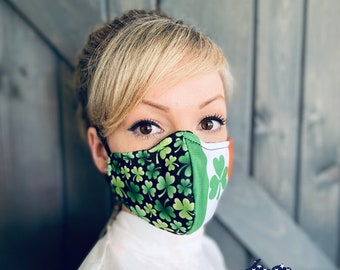 Irish Washable Face Mask with Nose Wire / Breathable Filter Pocket (Filter Included) - Facial Protection Mask - Fast Shipping