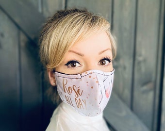 Rose All Day Washable Face Mask with Nose Wire / Breathable Filter Pocket (Filter Included) - Facial Protection Mask - Fast Shipping